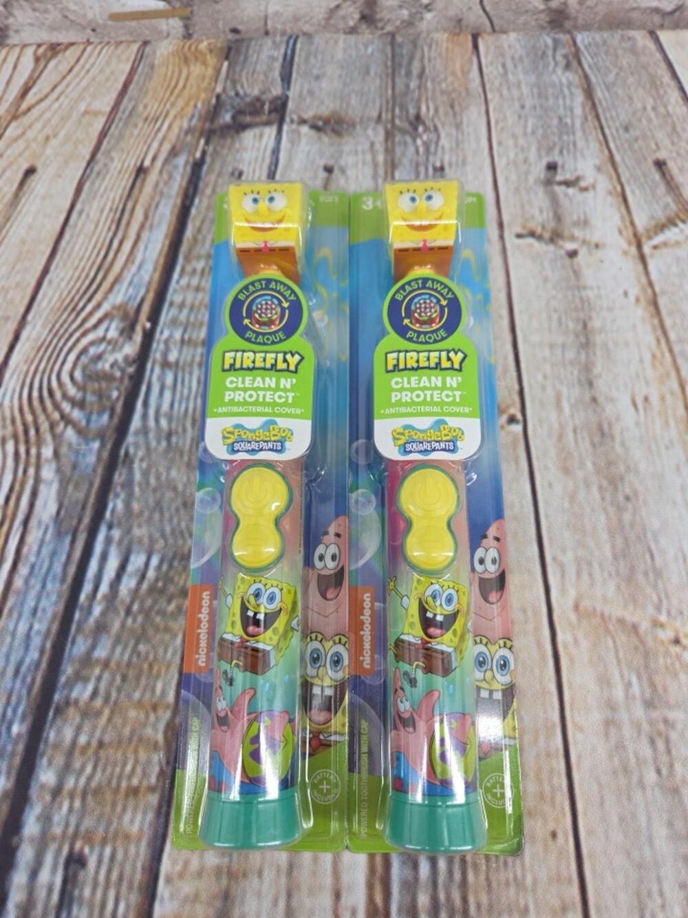 Firefly Spongebob Electric Toothbrush Set of 2 Soft Age 3+ NEW Clean & Protect
